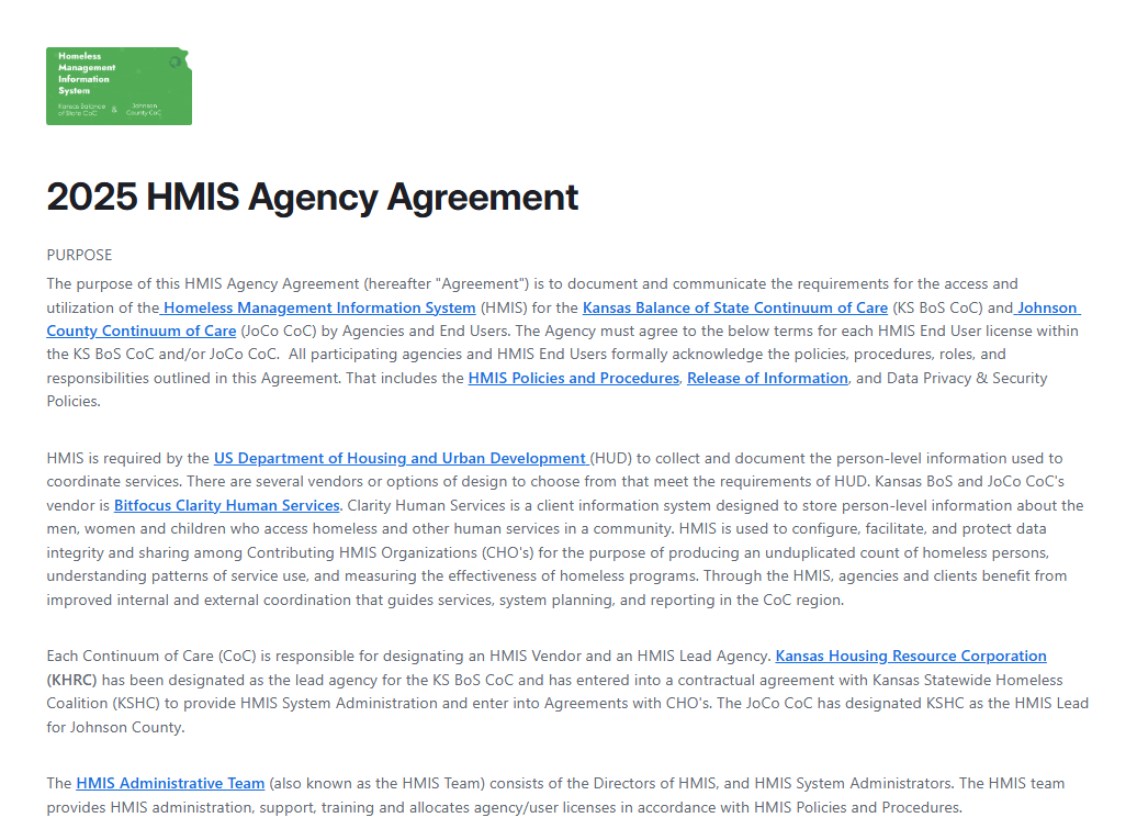 2025 HMIS Agency Agreement Preview