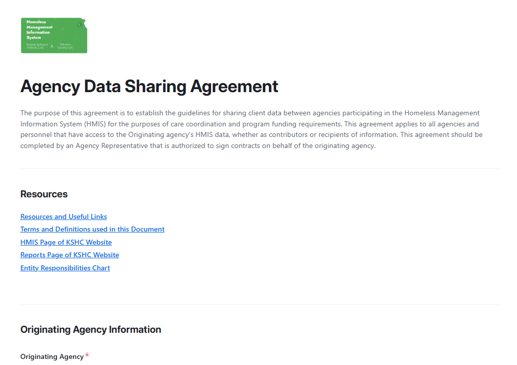 Agency Data Sharing Agreement Preview