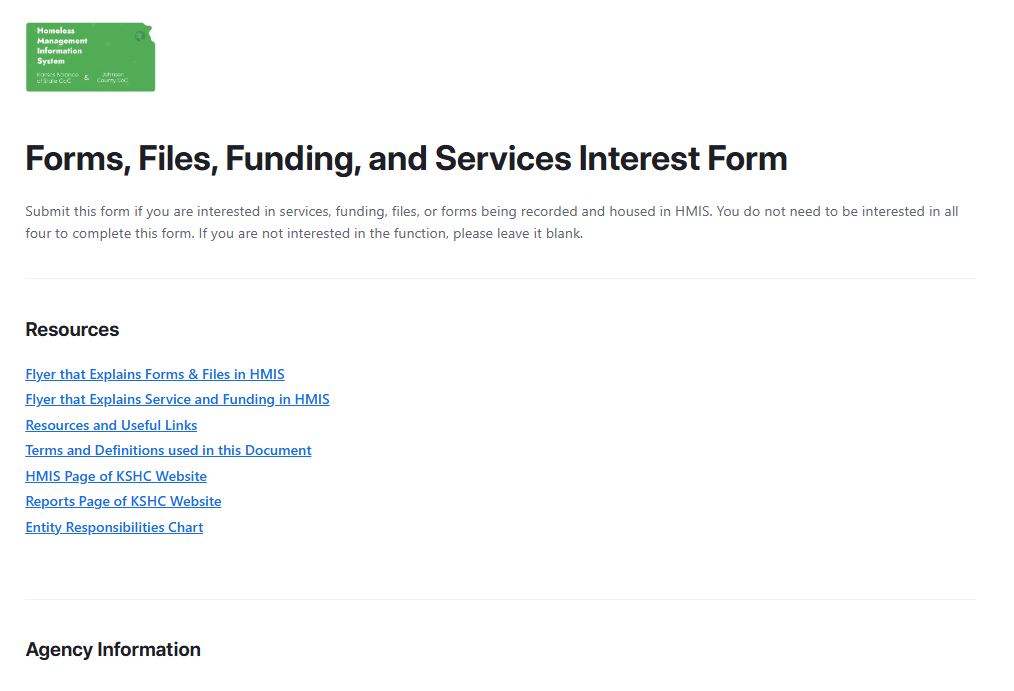 Forms, Files, Funding, and Services Interest Form
